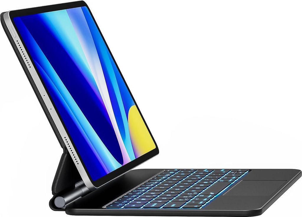 Earto Tasche für iPad Air 5 mit QWERTZ Tastatur, 7-farbige Hintergrundbeleuchtung iPad 11 Pro