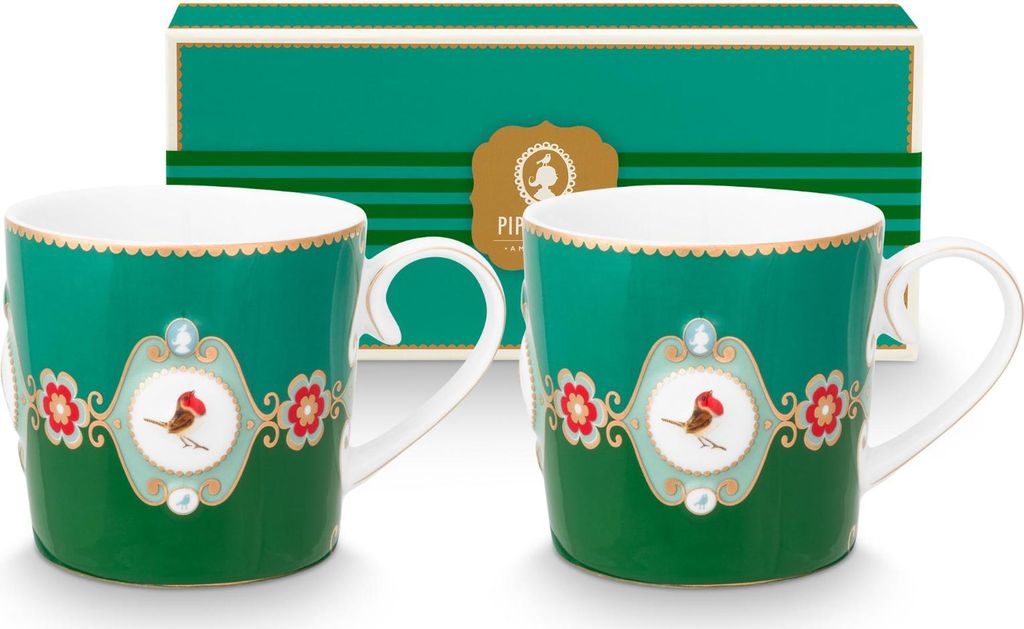 PIP STUDIO Love Birds Medallion Emerald-Green Henkelbecher Produktbild 