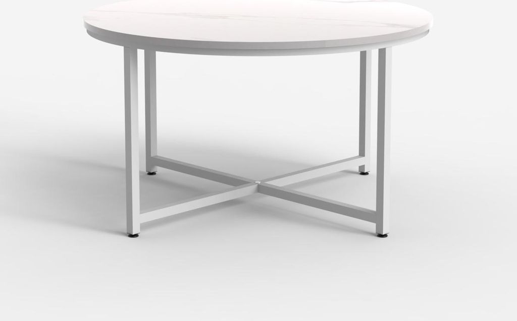 Wohnzimmertisch rund 80 cm mit Marmoreffektplatte Granato - Produktbild 