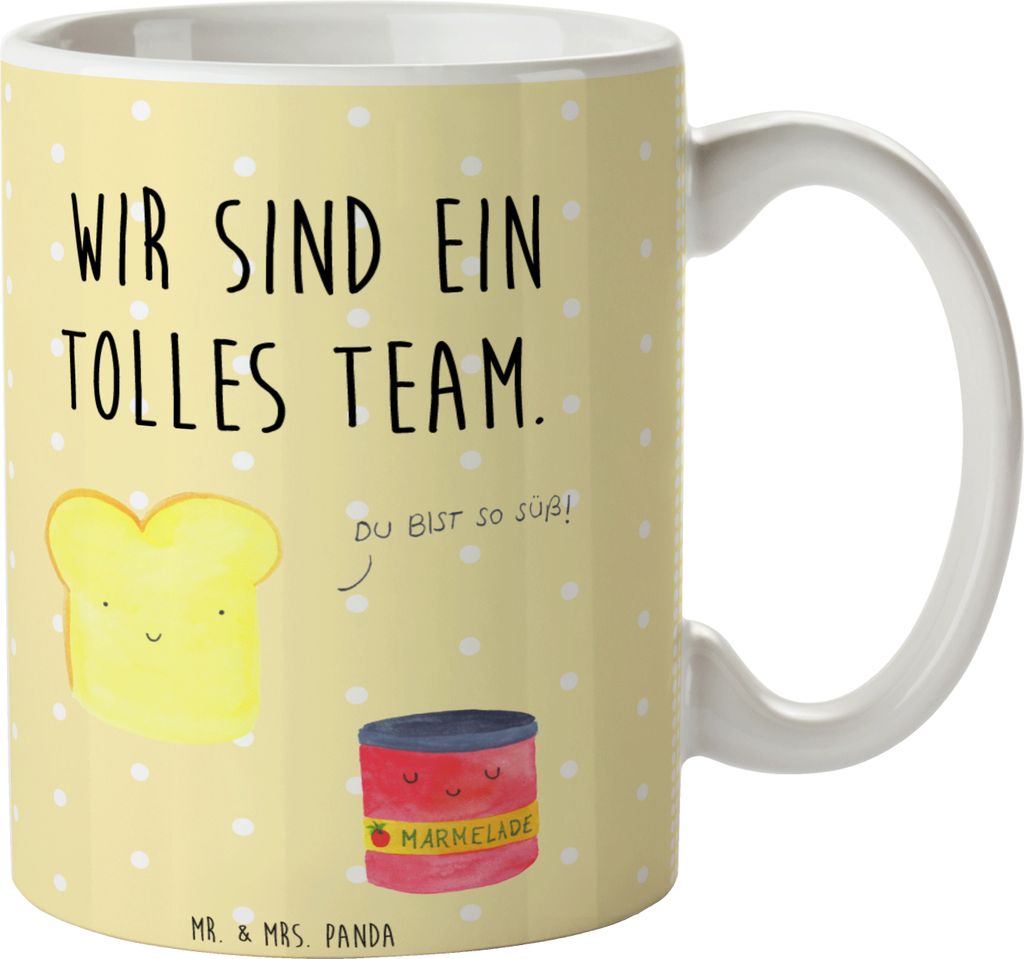 Mr. & Mrs. Panda Teetasse Toast Marmelade - Gelb Pastell - Geschenk, Kaffeebecher, Lustige Sprüche, Brot, Süß, Toastbrot, Becher, Trinktasse, K...