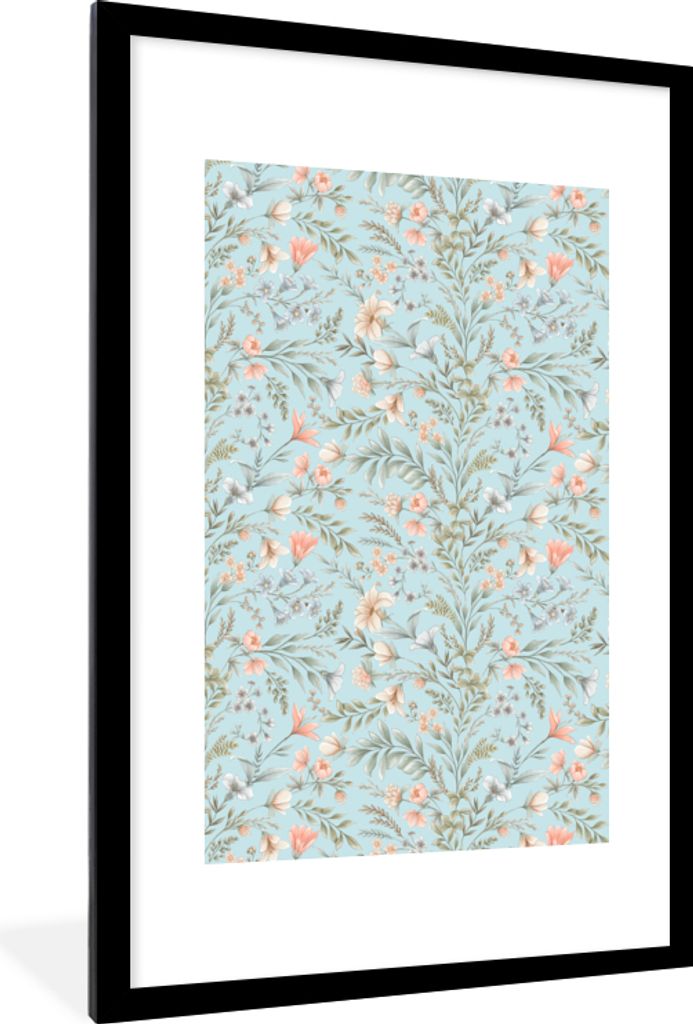MuchoWow MuchoWow Gerahmtes Poster Vintage - Pflanzen - Blumen 60x90 cm - Poster mit zchwarzem Bilderrahmen - Dekoration - Wandposter Wohnzimme...