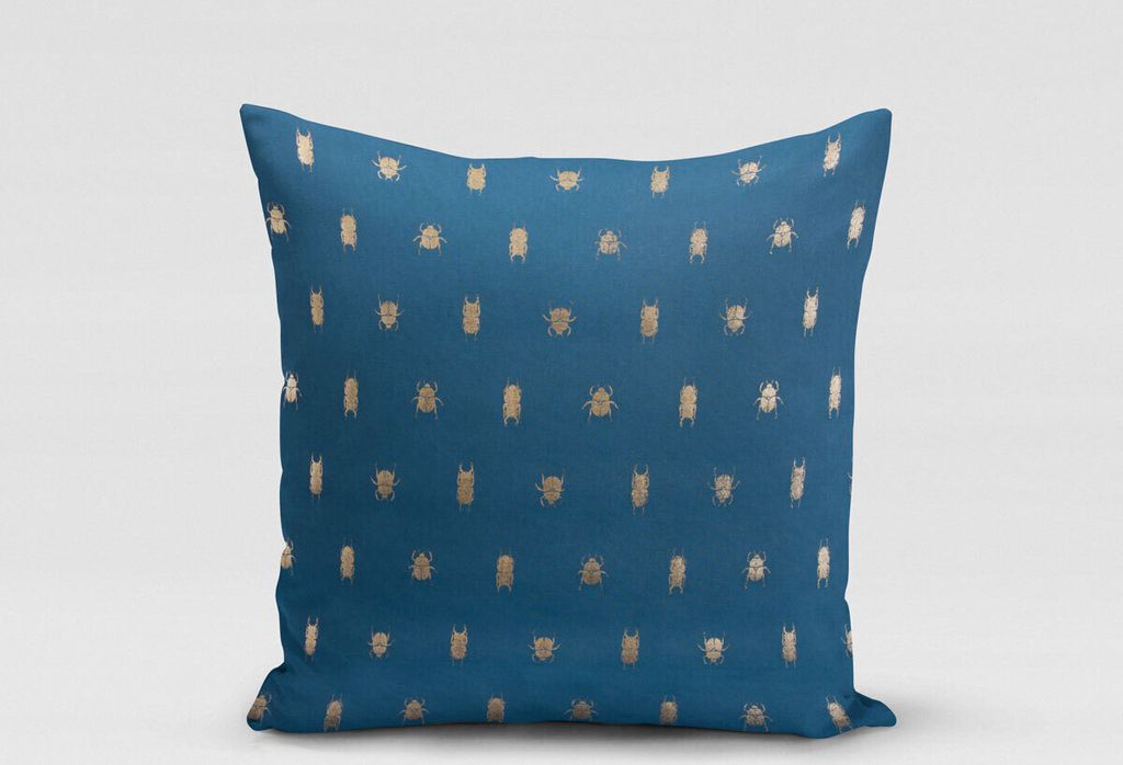 SCHÖNER LEBEN. Kissenhülle Käfer blau gold metallic div. Größen Größe 80x80cm (HxB) 80x80cm (HxB) Größe