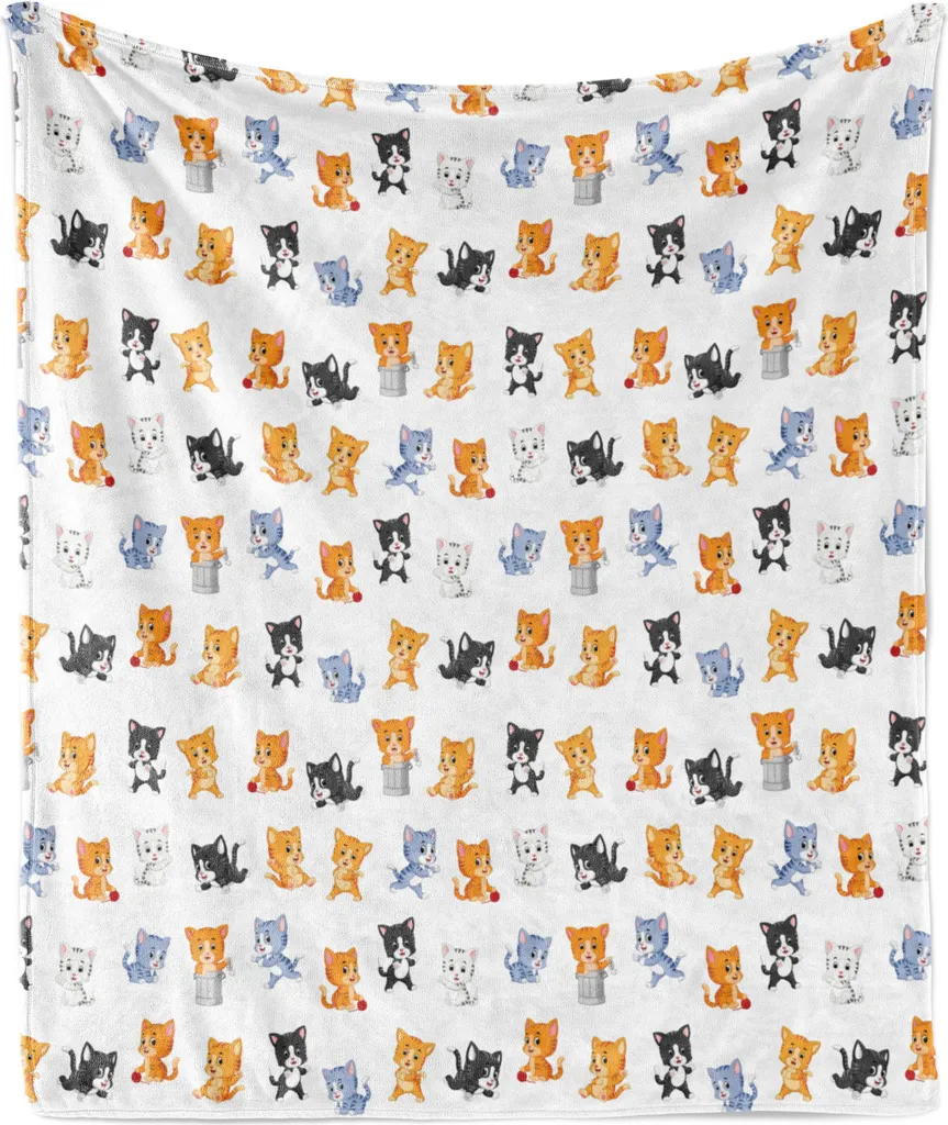 Coperta Plaid Gatti Colorati ABAKUHAUS - 175x230 cm Soft Touch