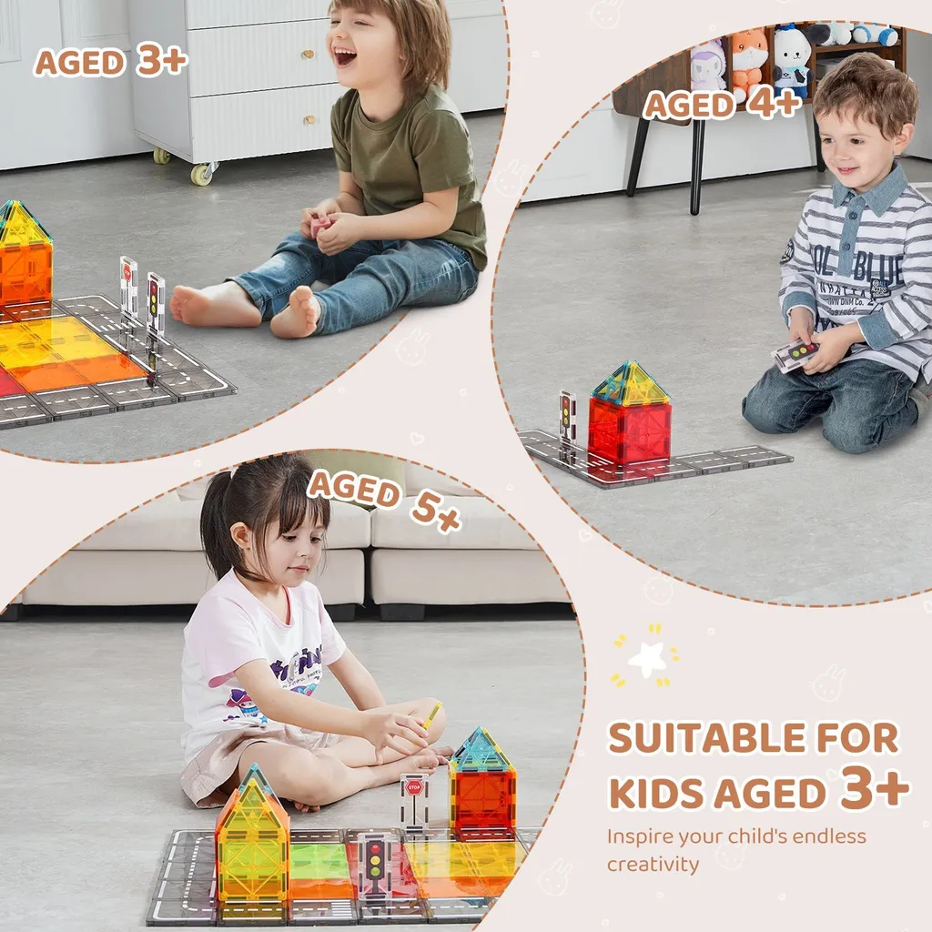 Blocs de Construction Magnétique Puissant 56pcs avec Formes Géométriques