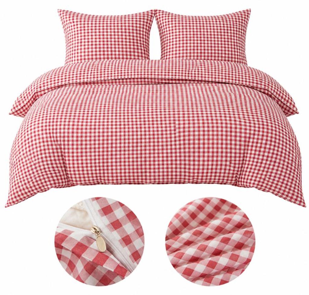 Komplet pościeli Różowa krata 140x200 cm + poszewka 70x80 Zdjęcie produktu 