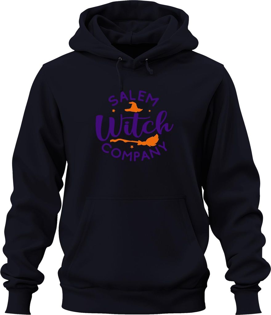 Salem Witch Company Halloween Hexenhut Hexenbesen Sterne Vintage Uni Hoodie Kapuzenpullover, Navy, L