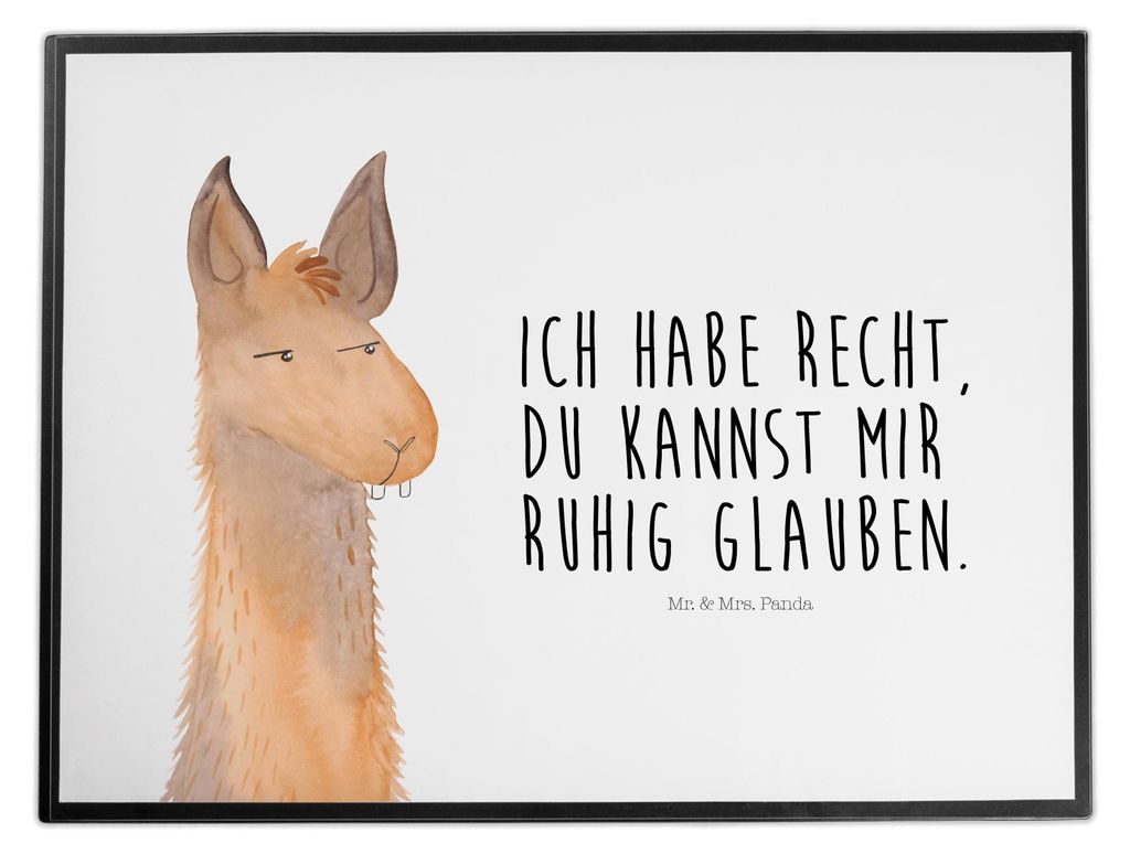 Mr. & Mrs. Panda Schreibunterlage Lamakopf Genervt - Weiß - Geschenk, schreibtischunterlagen, schreibtischunterlage, Lamas, Lama, Tischunterlage, ...