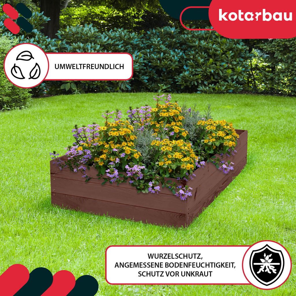 KOTARBAU Hochbeet fr Garten 120x80x27cm Gemsebeet mit