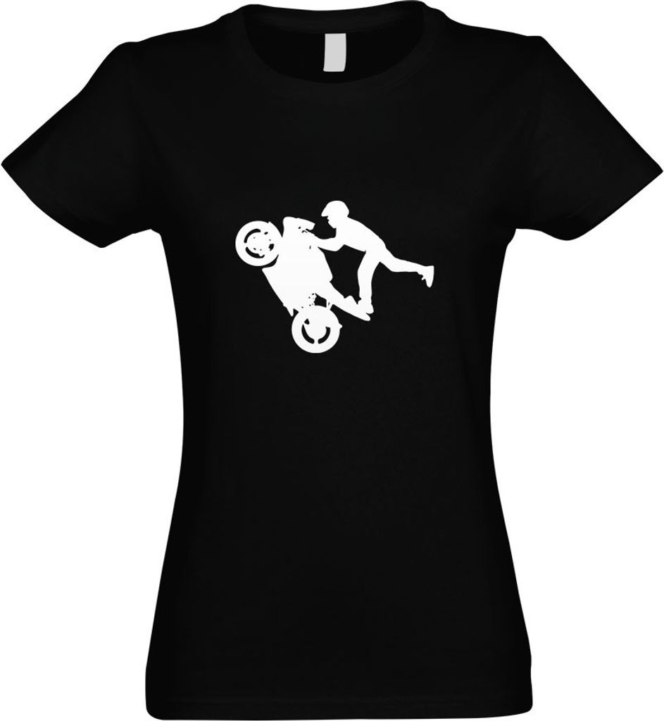 Kiwistar - T-Shirt tailliert - Damen - schwarz - Motorradfahrer - Rennmaschine - mit Motiv Bedruckt - Funshirt Design - Sport - Freizeit - Damen - M