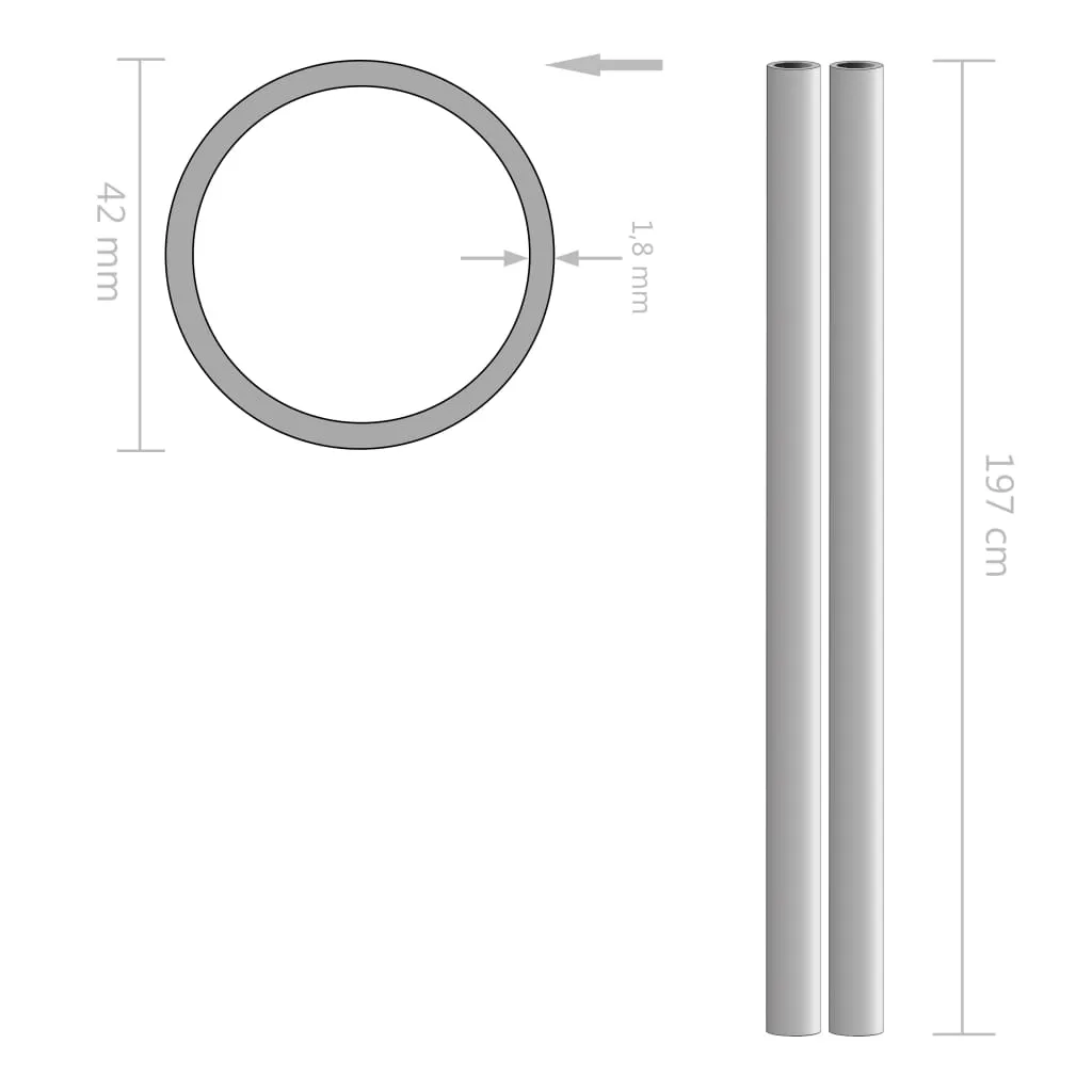Tube en inox V2A résistant à la corrosion Ø42mm x 2m set de 2 pièces