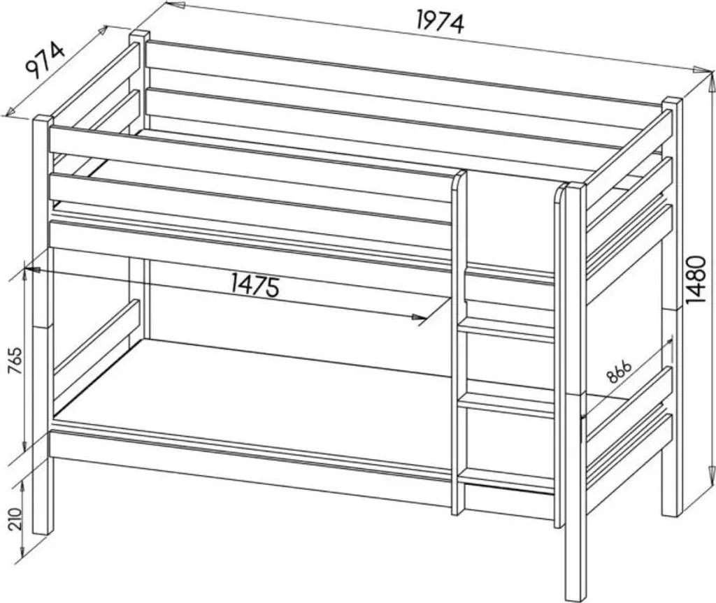 Lit superposé 90x190 cm pour enfants en pin blanc modèle ELONDA - 2
