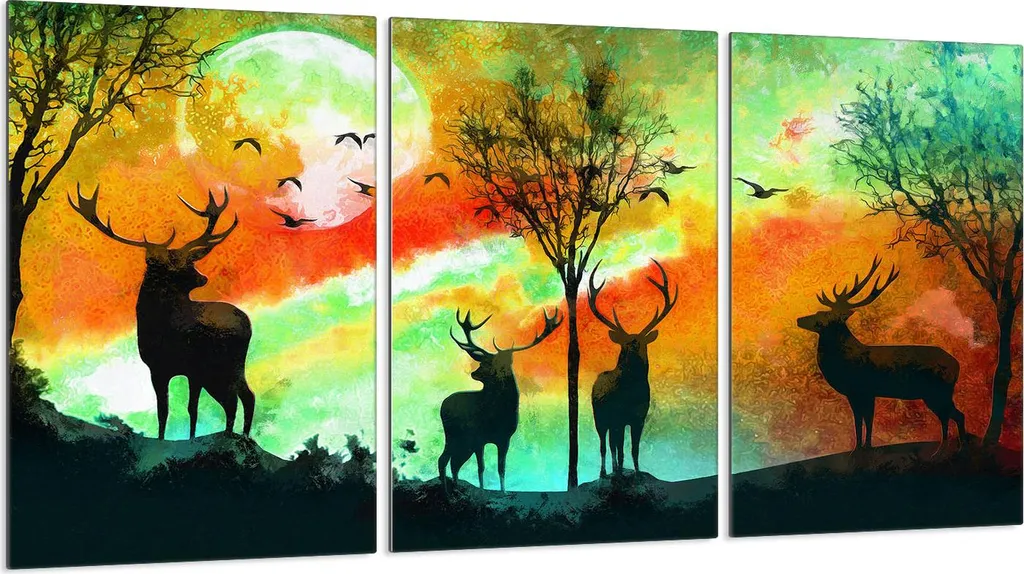 Offerta Set 3 Coprifornelli Vetro Temperato 30x52 Motivo Cervo