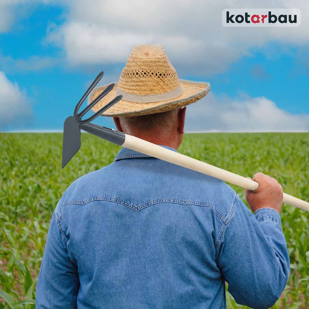 KOTARBAU Binette à Pommes De Terre 3 Dents - Manche Bois 110 Cm - Outil Jardin