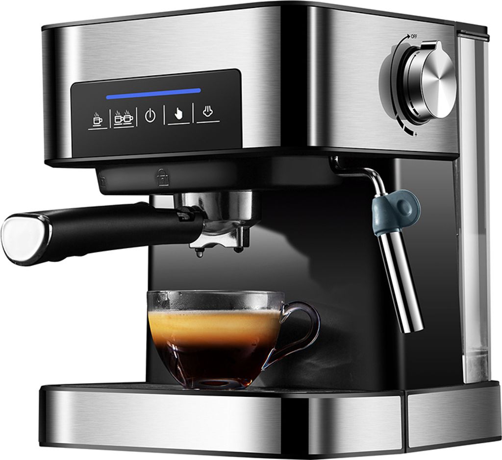 Espressomaschine, 20 Bar, 15 Tassen, 1,6 l Fassungsvermoegen, Wassertank, 850 W, Espressomaschine mit Dampfmilchaufschaeumer, Dampfstab fuer Cappuc...