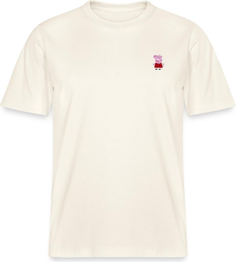 Spreadshirt Peppa Wutz Brustdesign Stick Relaxed Fit Uni T-Shirt, L, Naturweiß