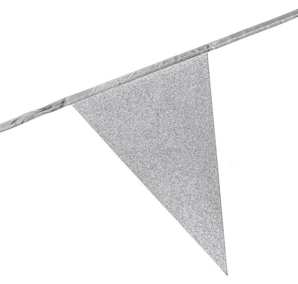Silberne Glitzer-Wimpelkette, 6 Meter lang Produktbild 