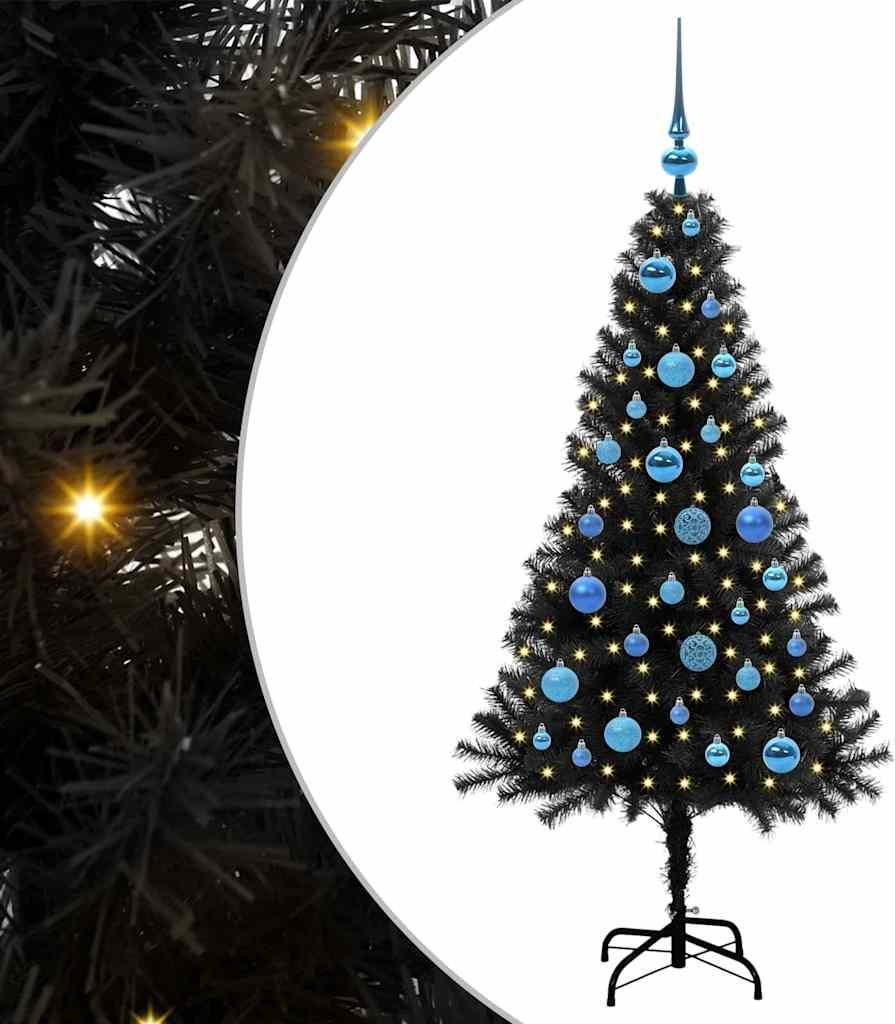 vidaXL Weihnachtsbaum mit 150 LEDs mit Ständer Schwarz 150 cm PVC