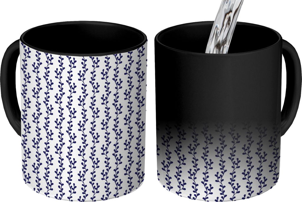 MuchoWow Zauber Tasse Zaubertasse Magic Muster - Meer - Pflanzen 350 ml Farbwechsel Becher Geschenk Geschenkidee - Magic-Tasse - Fototasse - Kera...