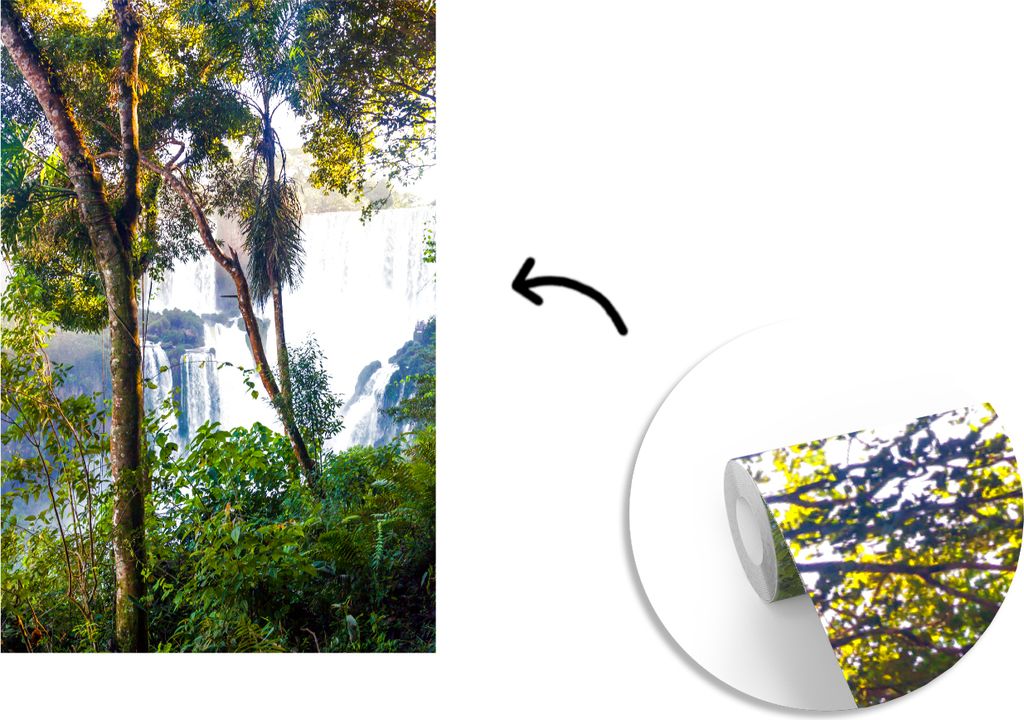 MuchoWow Fototapete für Wohnzimmer oder Schlafzimmer Wandtapete Vinyl Motivtapete Beeindruckende Wälder und Wasserfälle im Iguazú-Nationalpar...