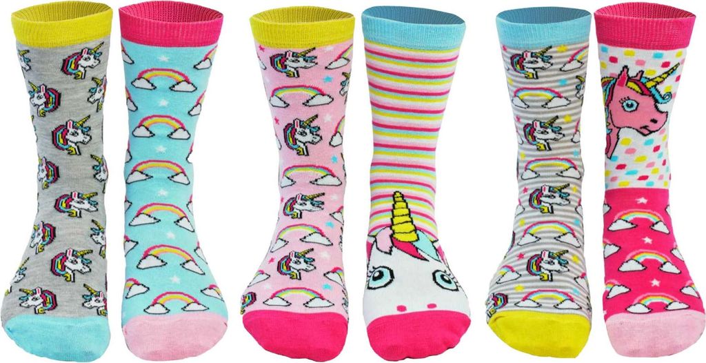 United Oddsocks Damen Socken, 6 Socken Pack - Strumpf, Mottomotive Be a Unicorn 37-42