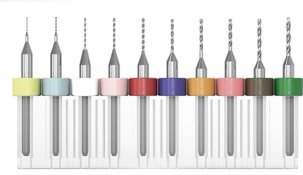 10 Stück Micro Bohrer Set, 0,3mm-1,2mm Wolframstahl Micro Spiralbohrer PCB Druckplatine Gravierbohrer Bits Set für rauen Stein, Schmuck, Stanzen,...