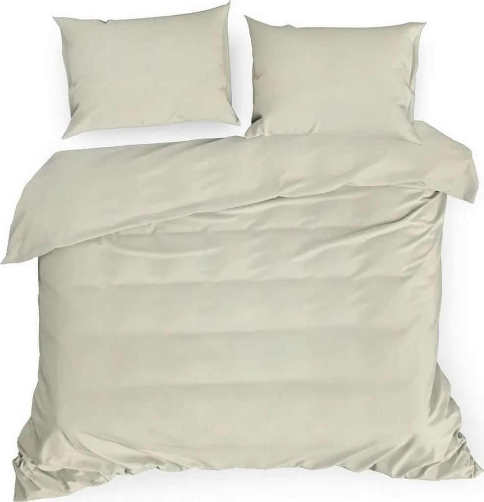 Parure de lit en satin de coton 160x200 cm beige collection Nova 3