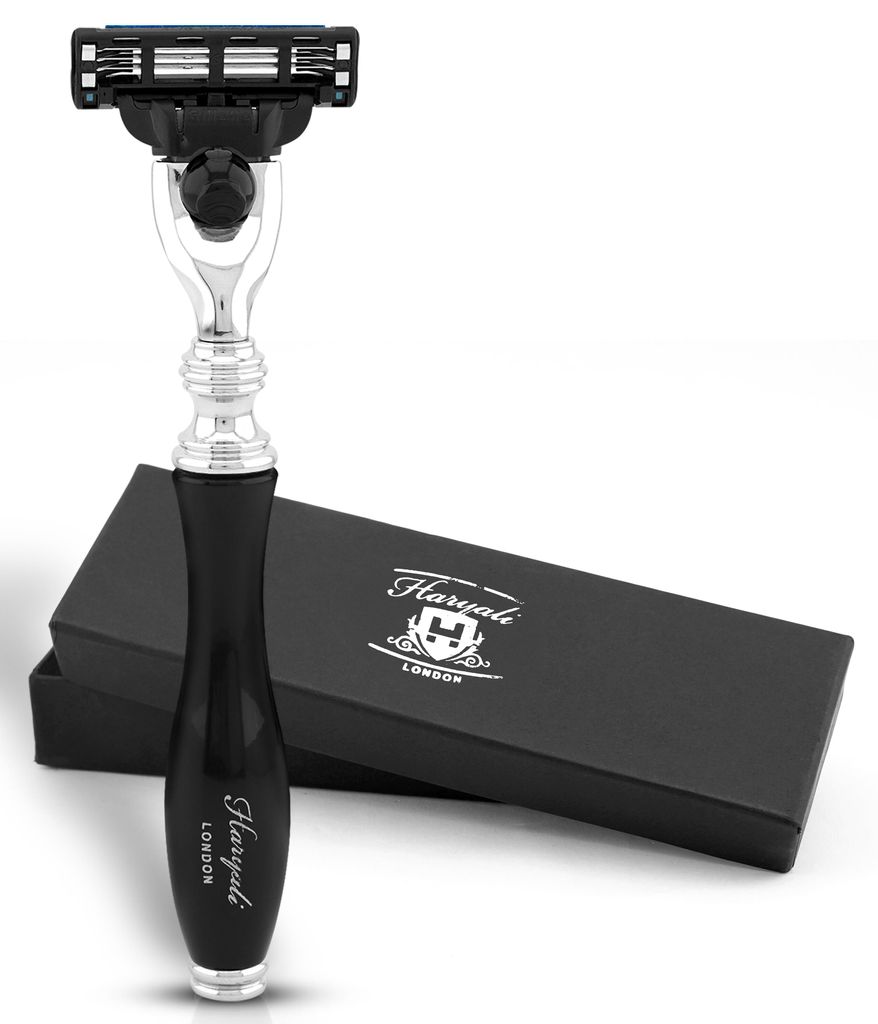 Nassrasierer Mach3 Herrenrasierer, Ergonomischer Rasierer, Gesichtsrasierer Schwarz Packung, Verstellbarer Systemrasierer mit hochwertiger Messing-Ver