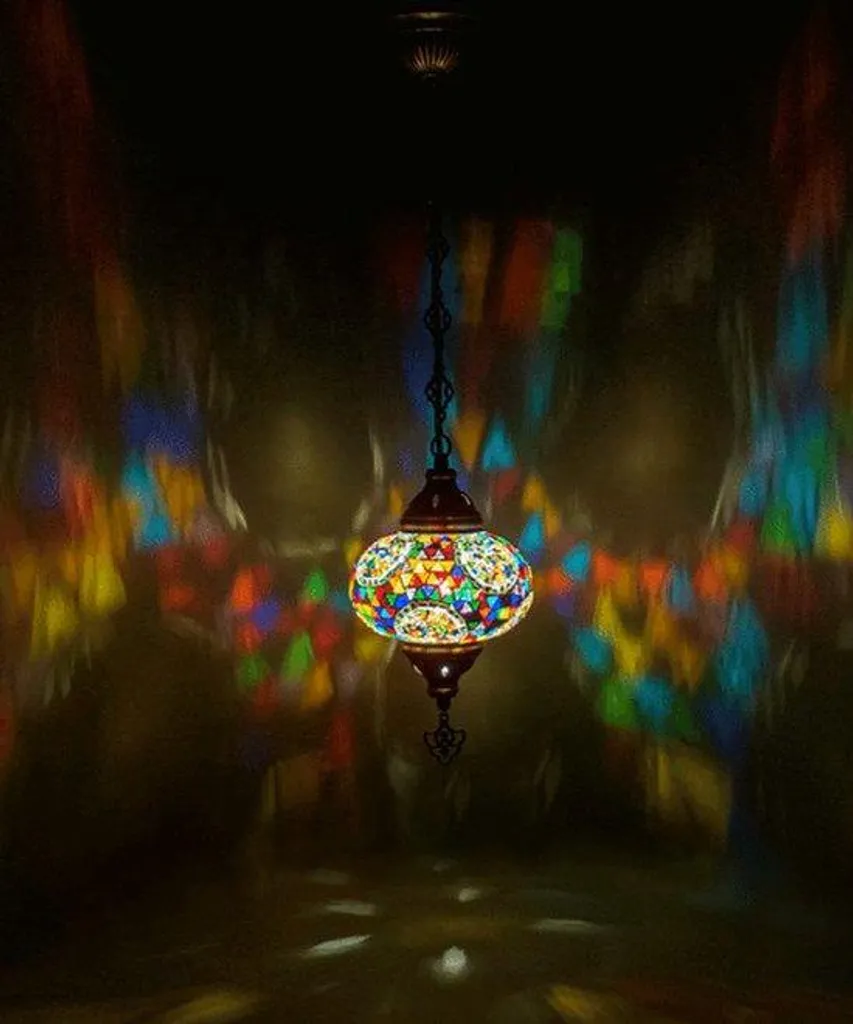 Lampe suspendue Mozaïek orientale turque faite main - 53cm, multicolore