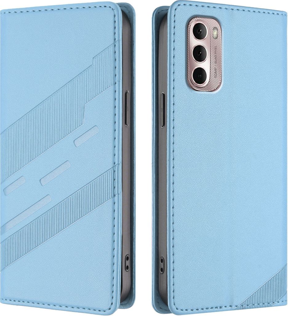 Hülle für Motorola Moto G Stylus 4G 2022, Kunstleder Brieftaschen Handyhülle mit Kartenfach und Standfunktion Hellblau