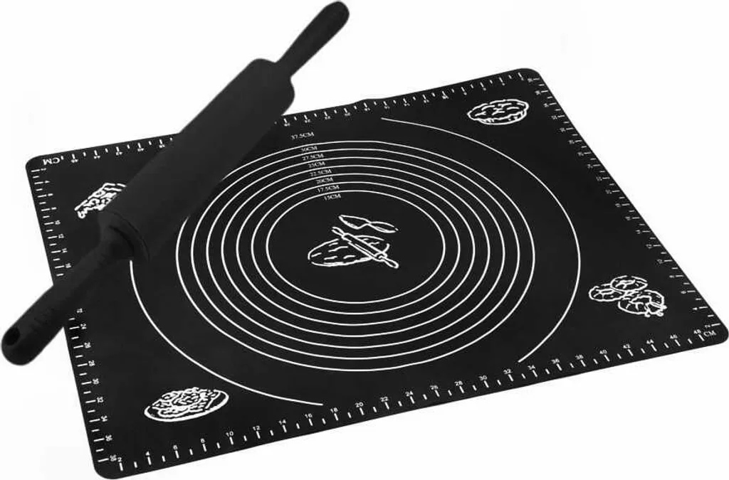 Planche à Pâte Silicone 50x40 cm et Rouleau Tadar Silico 0878-8332 Noir