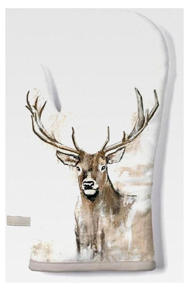 Ofenhandschuh Isolierhandschuh Hirsch Jagd Landhaus Serie Antlers aus 100% Baumwolle