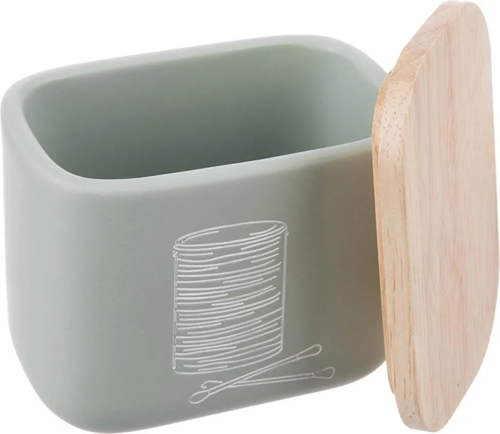 Dispenser Dischetti Cotone Orion Verde Pietra - Porta Cotton Fioc Lusso - 5