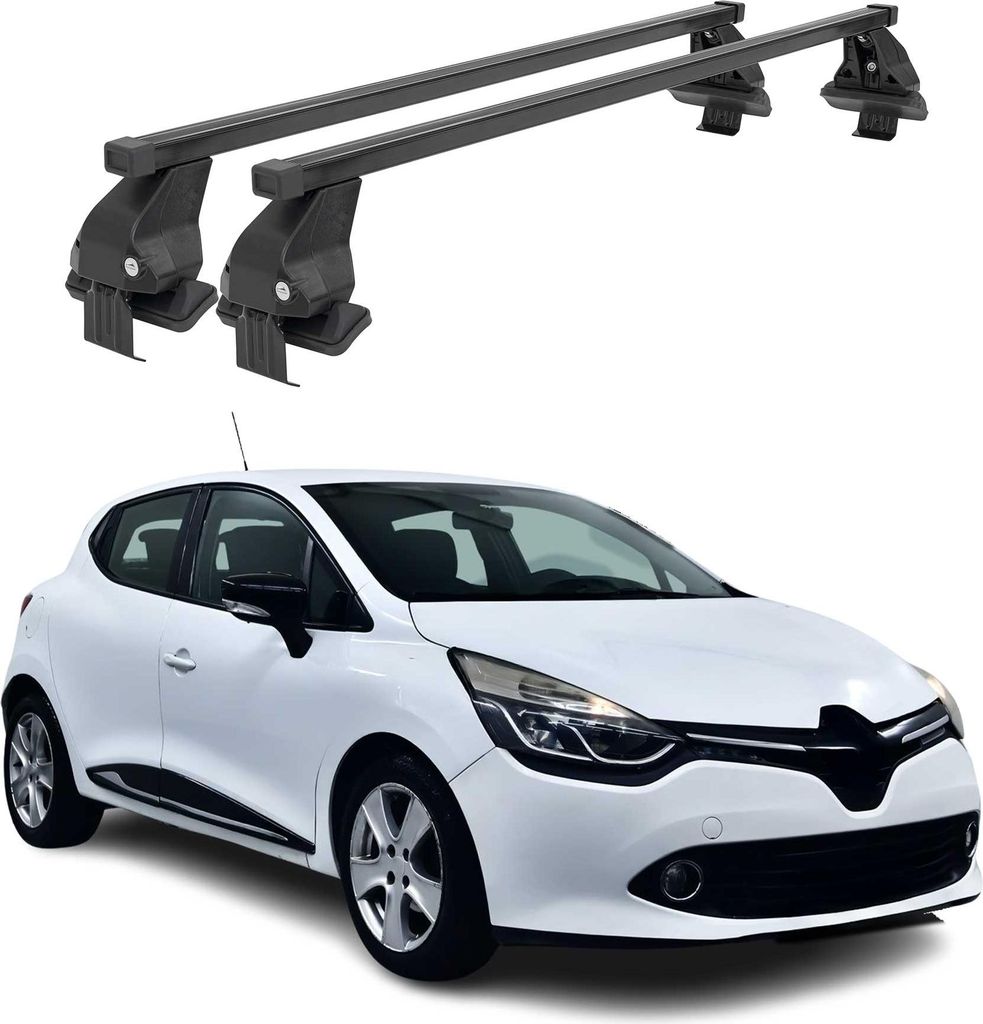 Menabo Dachträger Grundtäger für Renault Clio mk4 2012-2019 50kg Stahl Schwarz