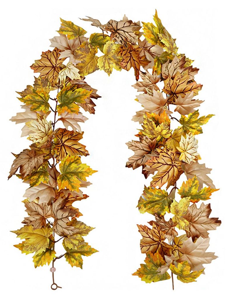 Künstliche Ahornblattgirlande (100/175 cm), UV-beständig, für Herbst, Halloween, Erntedankfest, Kaminsims, Veranda, Innen- und Außendekoration