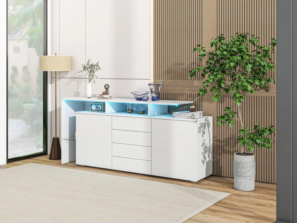 Commode de rangement lumineuse LED blanche, solution gain de place chic - 8