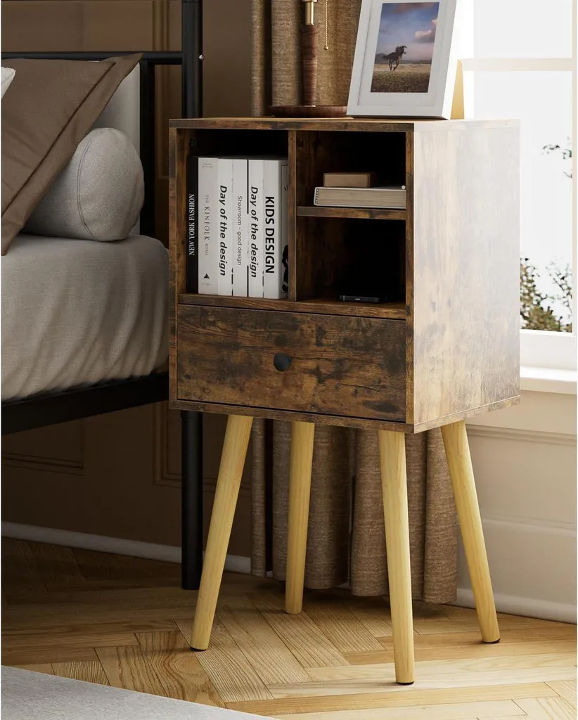Table de chevet pour chambre d'adulte HEYZOEY avec grand rangement