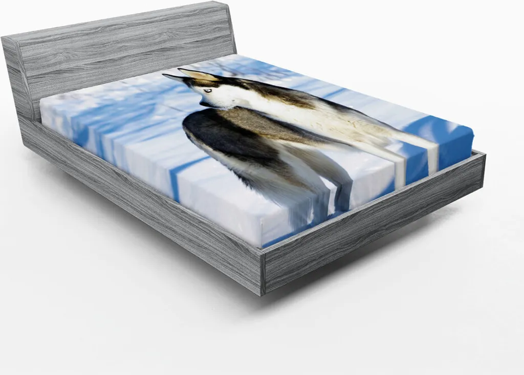 Drap-housse 180x200 cm en Microfibre Douce, Motif Alaskan Malamute