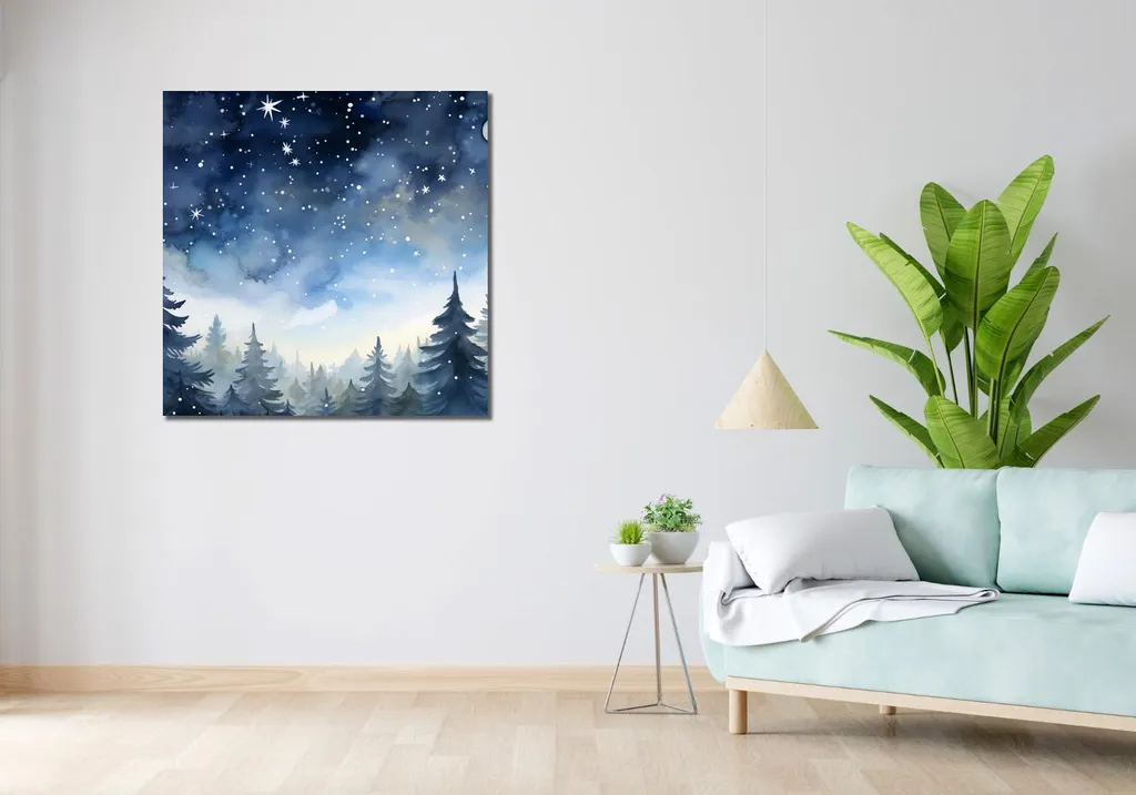 Décoration murale forêt brumeuse 90x90 cm pour masquer un mur vide