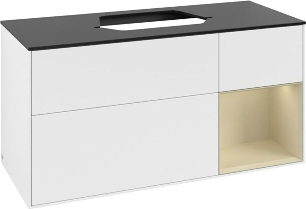V&B Waschtischunterschrank Finion 120cm, Pl b m, Rg r si G m La, wh. m Lac