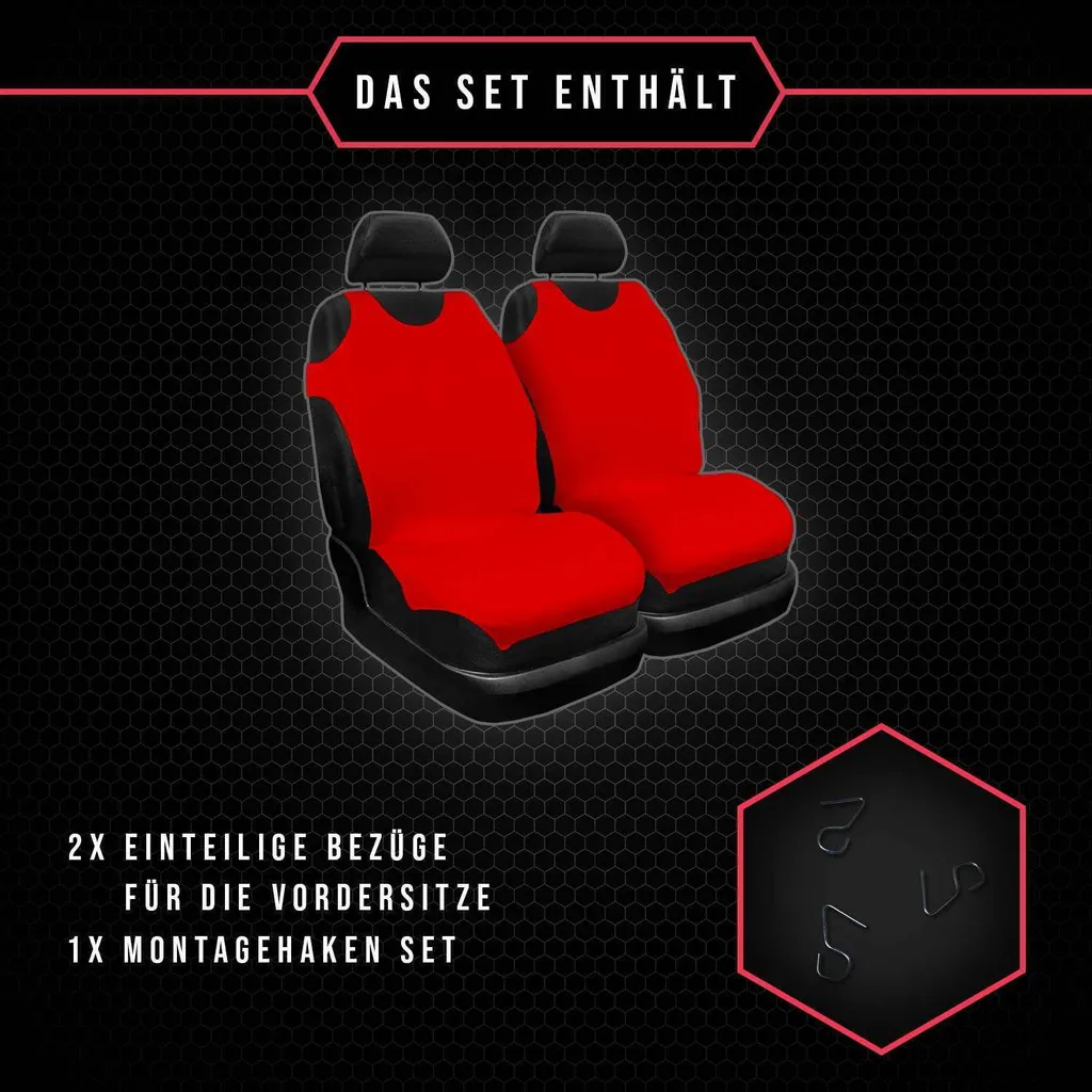 Coprisedili Auto Rossi Resistenti per Peugeot 607 | Set 1+1 Universale - 5