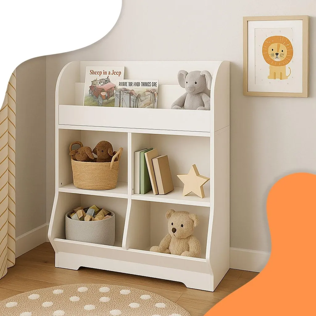 Étagère bibliothèque pour petits avec 4 cubes et double porte-livres - 2
