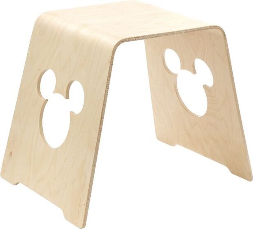 Mickey-Mouse-Hocker aus naturbelassenem Birkenholz