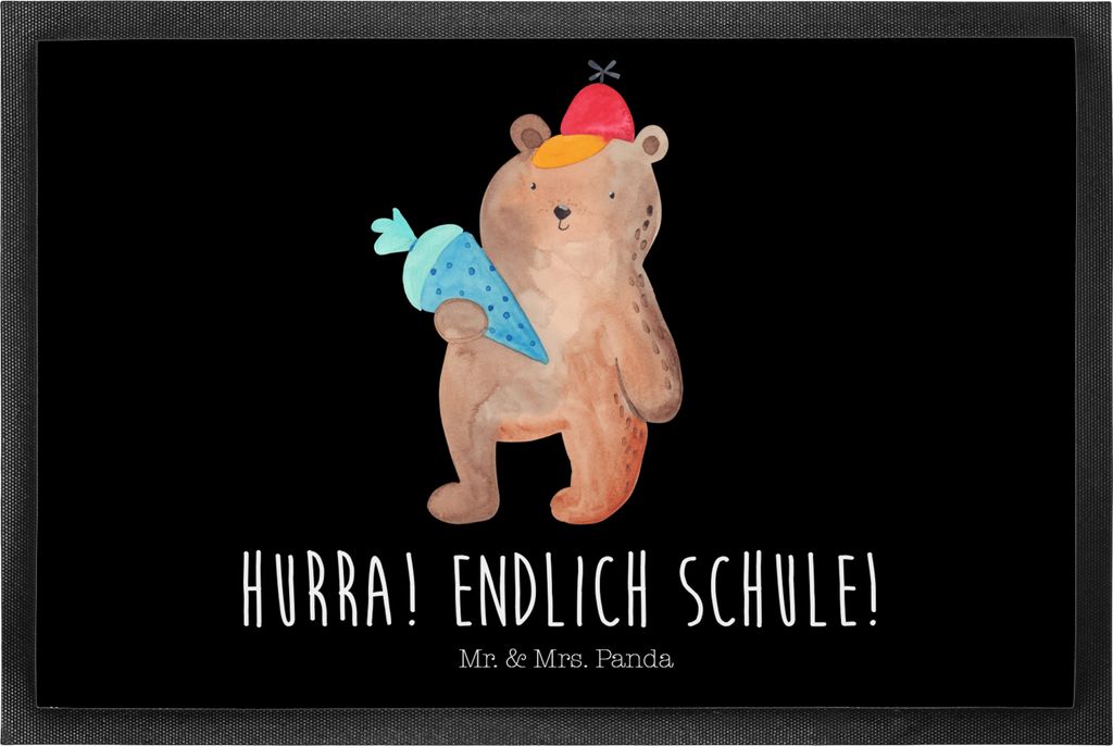 Mr. & Mrs. Panda fußmatte Bär Schultüte 40 x 60 cm - Schwarz - Geschenk, Grundschule, Schulbeginn, Schulanfang, Türvorleger, Teddy, Sauberlaufm...