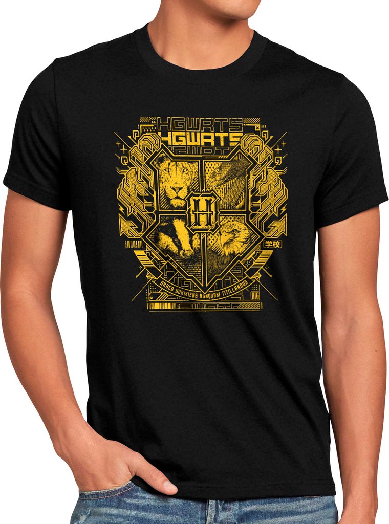 BaumwolleCloud Wizardry School Herren T-Shirt eule harry zauberstab besen zauberschule