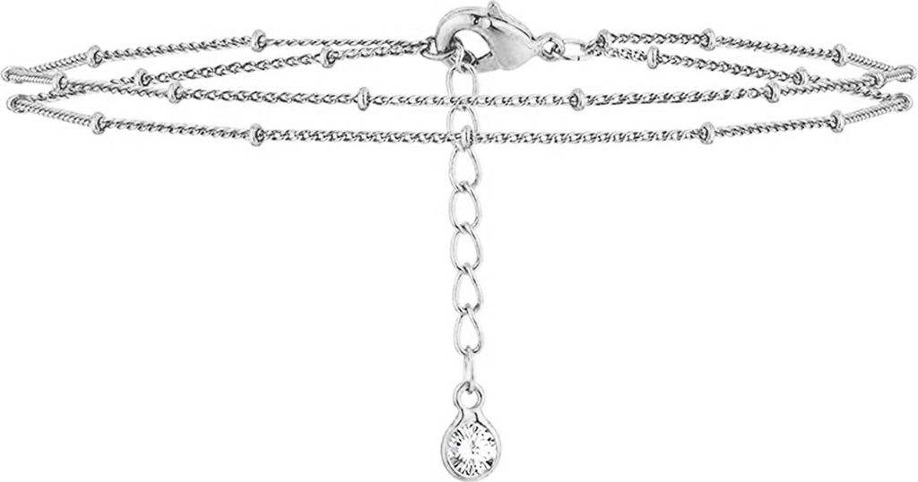 Elegantes doppellagiges Perlenkettenarmband mit Strasseinlage, verstellbare Verlängerungskette, weibliches Metallarmband