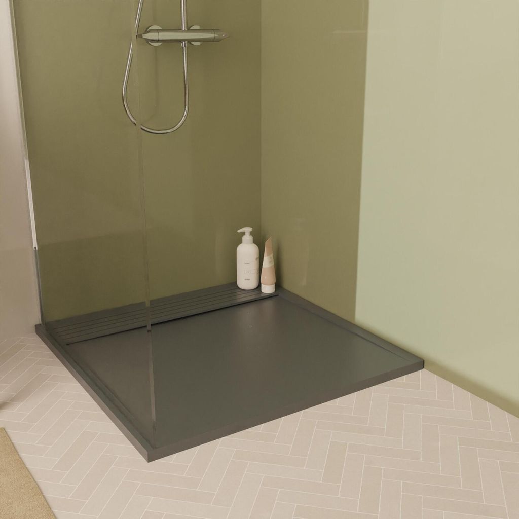 Duschwanne JOSEPH aus Beton 90x90 cm, extraflach, mit durchgehender Abdeckung, zuschneidbar