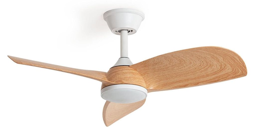 Deckenventilator mit Licht Lautlos DC Poros Evo Holz Fernbedienung 90 cm Klein (bis 10 m²) Weiß
