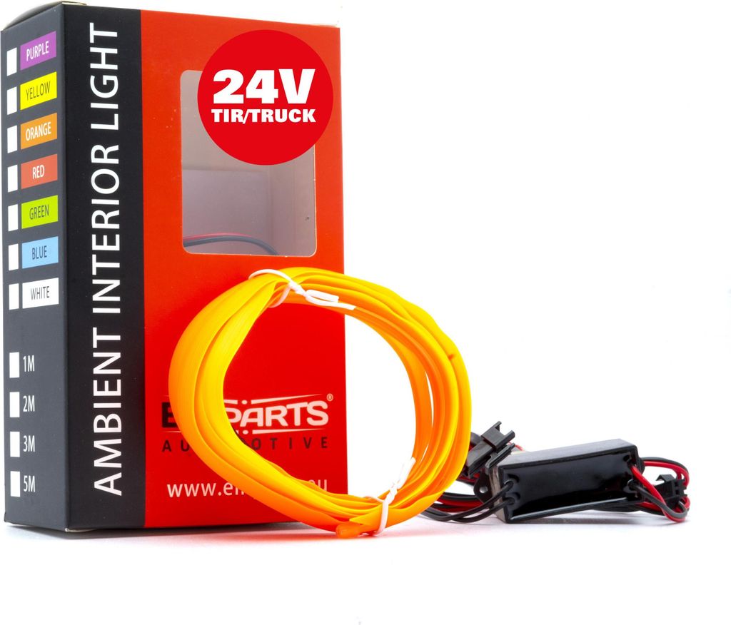 LED Auto Lichtleiter Umgebungslicht 24V Orange 2 Meter
