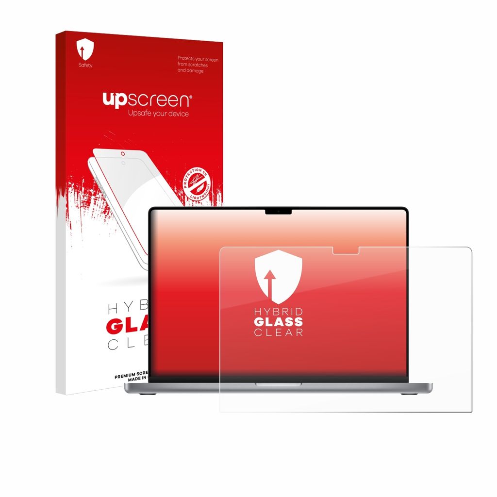 upscreen Schutzglas für Apple MacBook Pro 16" 2023 Schutzfolie Panzer Folie Glas Display Schutz klar