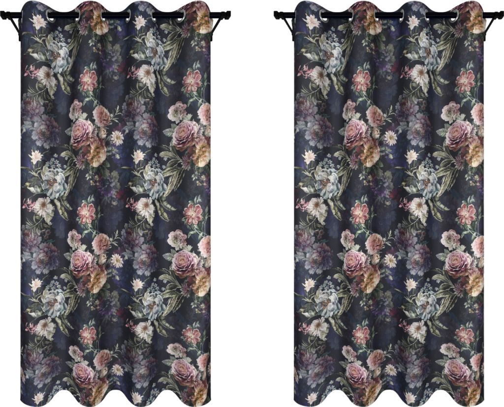 Vorhänge mit Ösen 140x250 cm 2 Stücke mit Blumen und Blättern Muster blickdichte Gardinen für Wohnzimmer